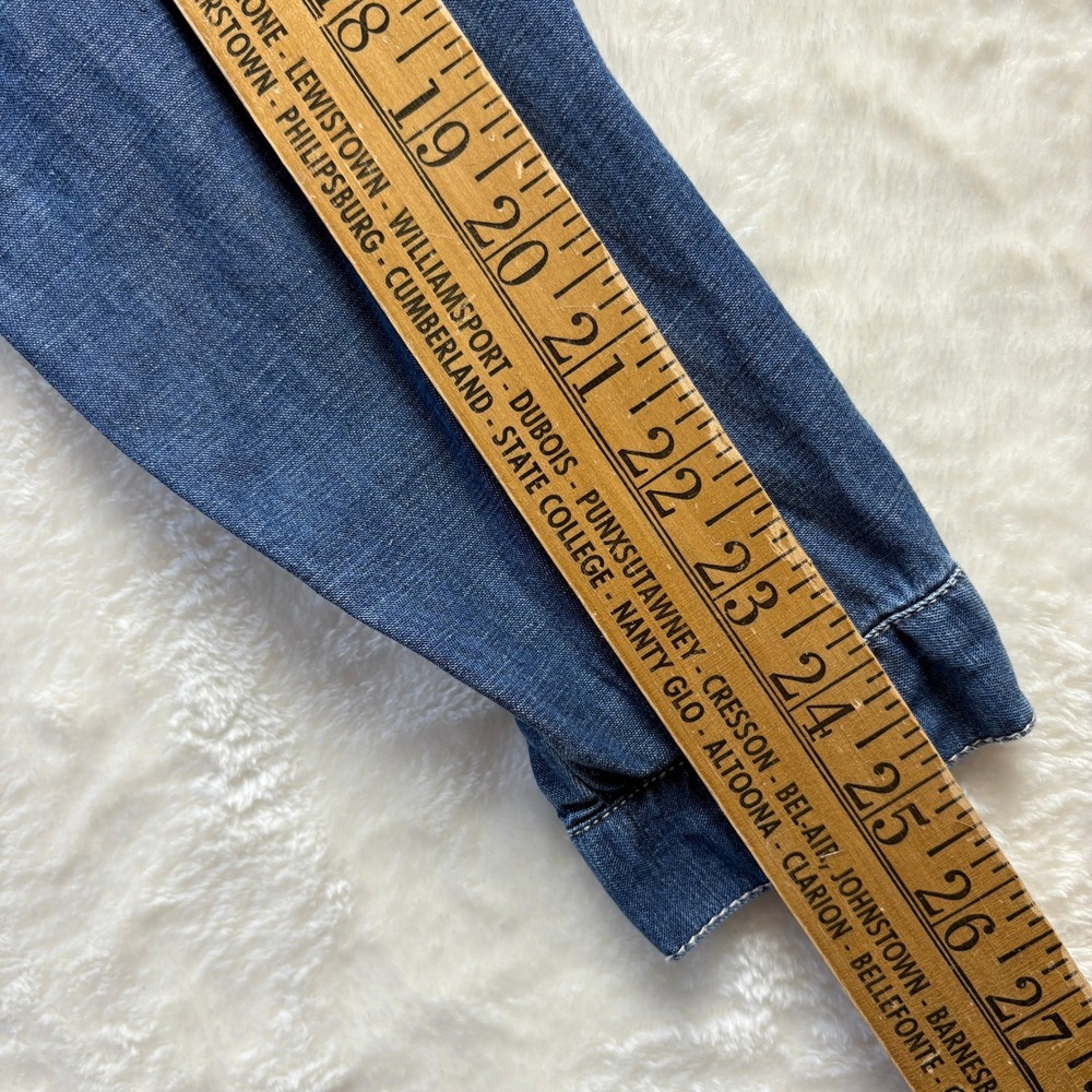 Lucky Brand Shirt Dress Women Sz Large Blue Denim Chambray Long Sleeve Button Up - Picture 5 of 11